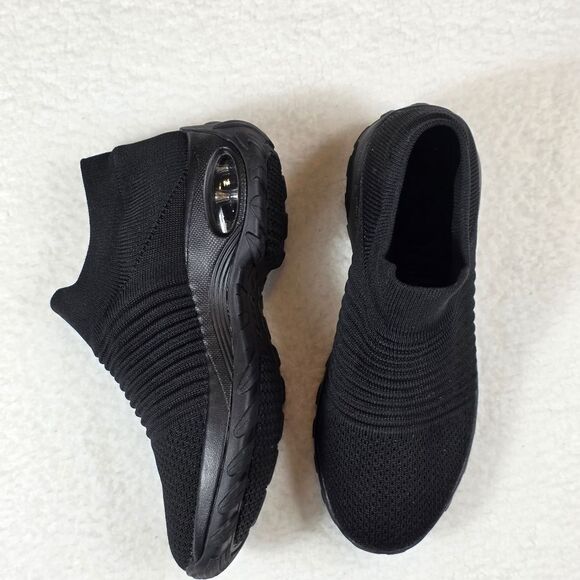 HKR Black Knitted Slip-On Sneakers with Ribbed Texture Size 9 - Picture 16 of 17